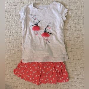 Adorable Gray and Coral Skort and Graphic Tee